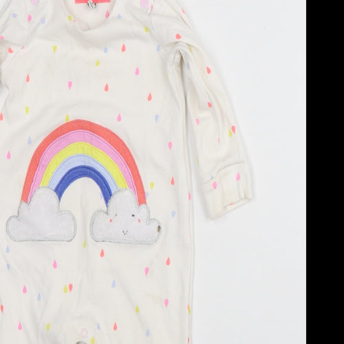 Joules Girls White Polka Dot Cotton Babygrow One-Piece Size 9-12 Months - Rainbow