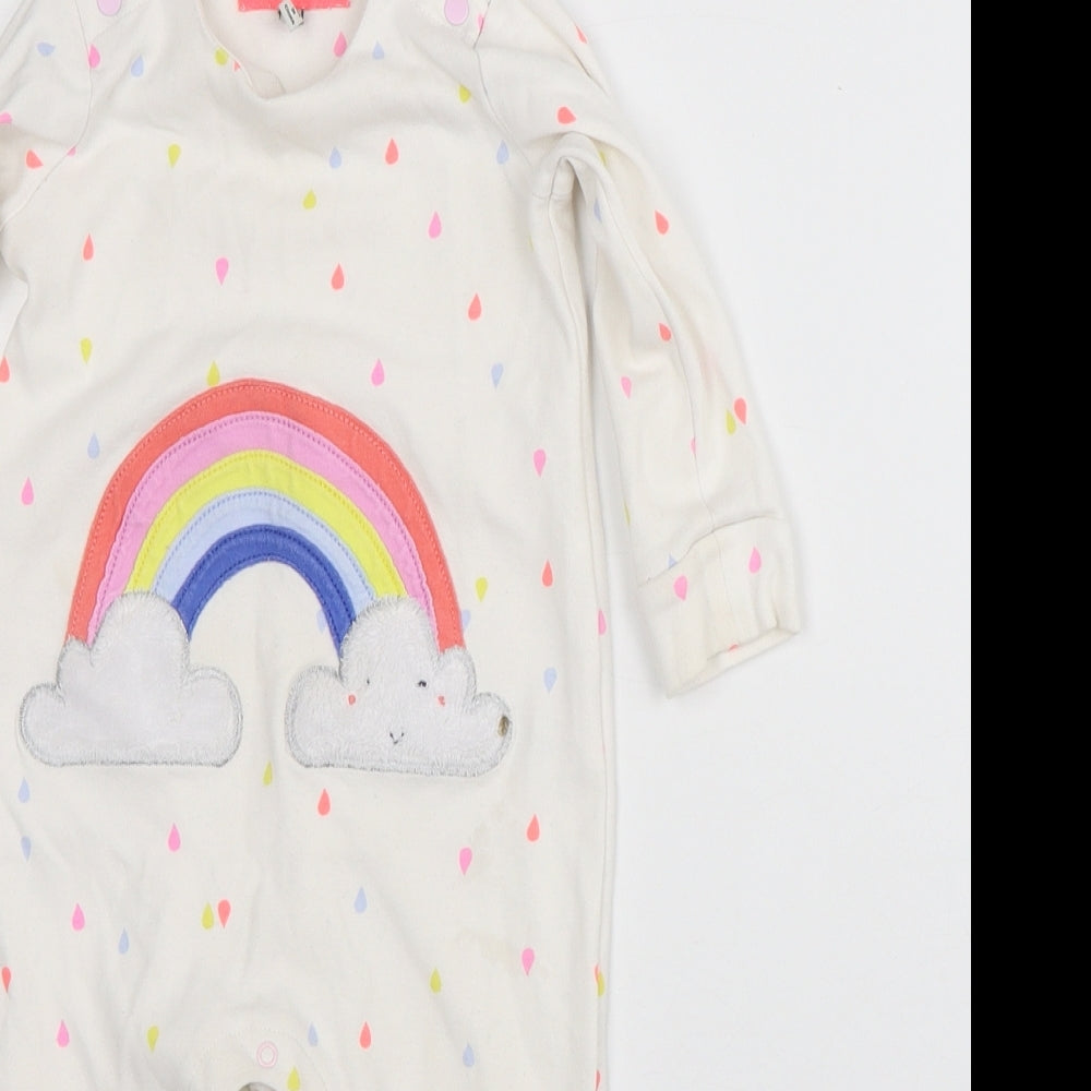 Joules Girls White Polka Dot Cotton Babygrow One-Piece Size 9-12 Months - Rainbow