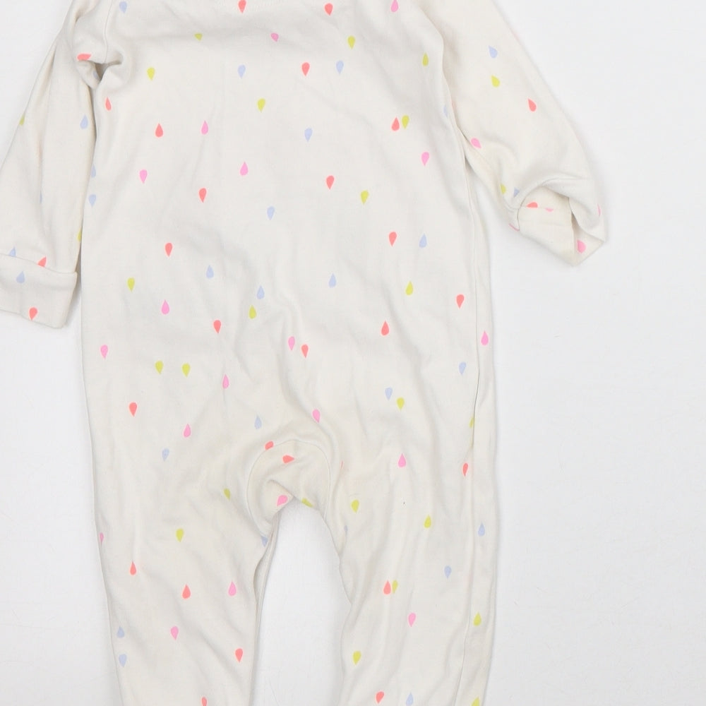 Joules Girls White Polka Dot Cotton Babygrow One-Piece Size 9-12 Months - Rainbow