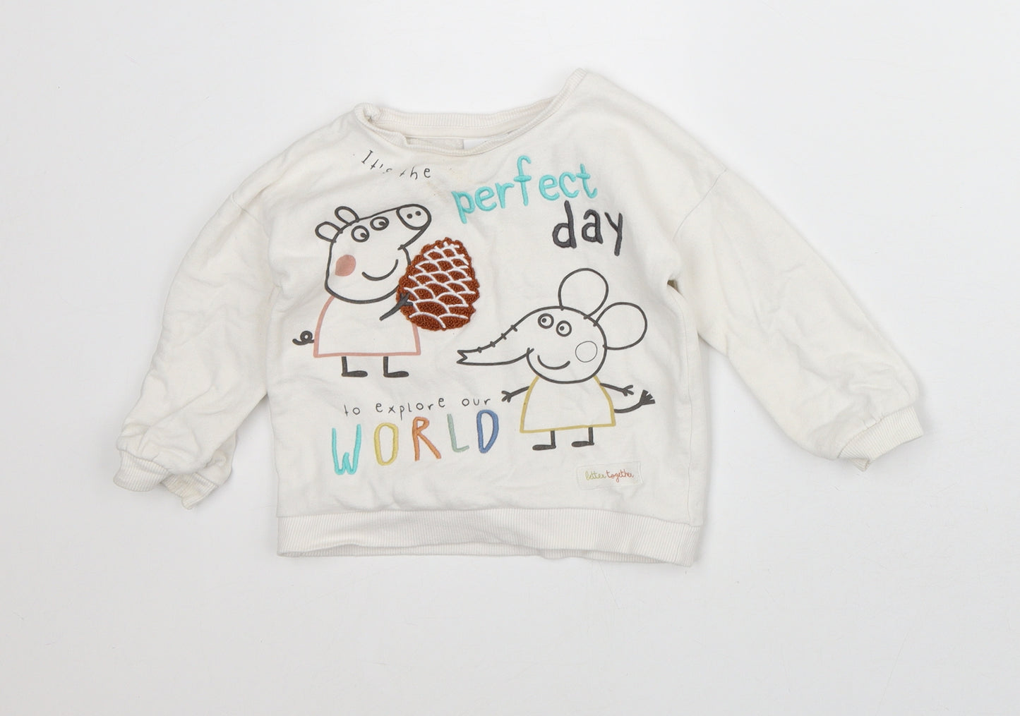 Peppa Pig Baby White Cotton Pullover Jumper Size 18-24 Months