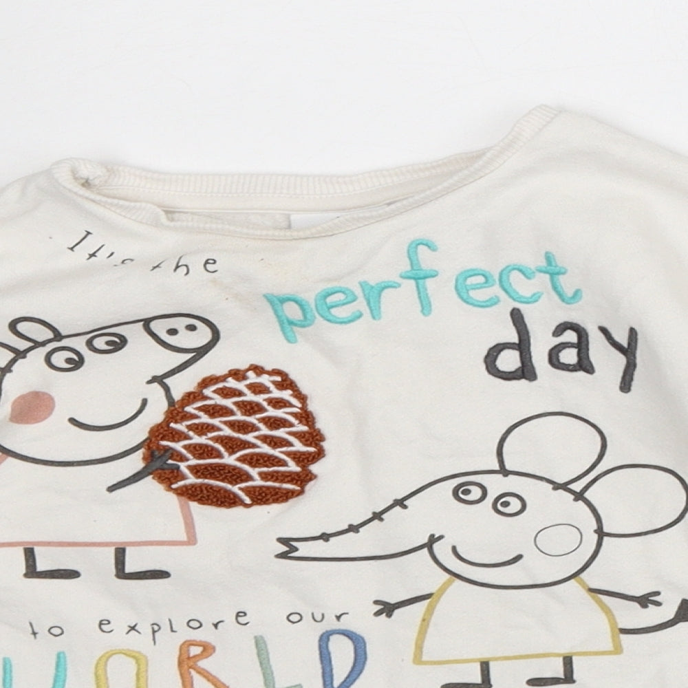 Peppa Pig Baby White Cotton Pullover Jumper Size 18-24 Months