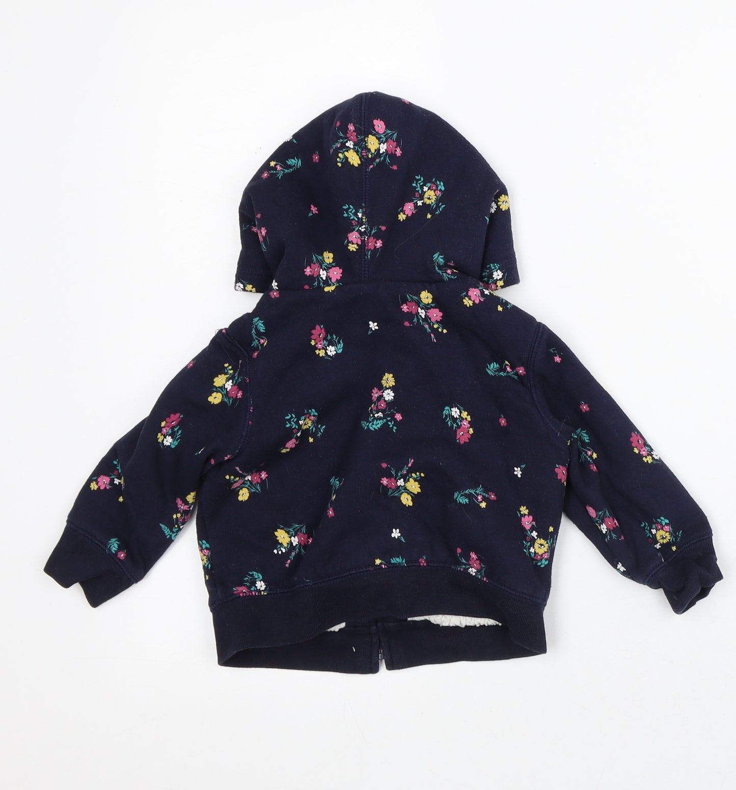 Gap Girls Blue Floral Cotton Pullover Jumper Size 18-24 Months - Fleece Lined Hoodie