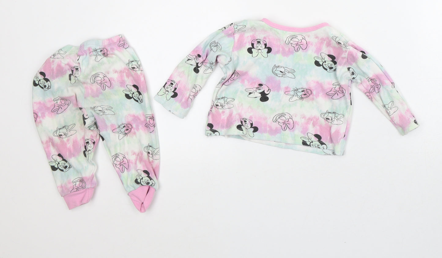 Disney Girls Multicoloured Geometric Cotton Robe Pyjama Set Size 9-12 Months - Minnie Mouse