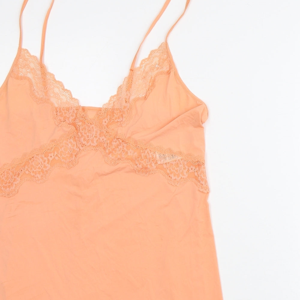 Marks and Spencer Womens Orange Polyamide Tunic Tank Size 14 V-Neck