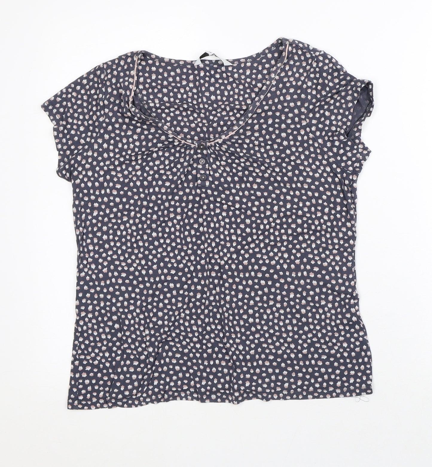 Jasper Conran Womens Grey Geometric Viscose Basic Blouse Size 14 Round Neck