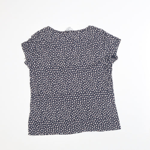 Jasper Conran Womens Grey Geometric Viscose Basic Blouse Size 14 Round Neck