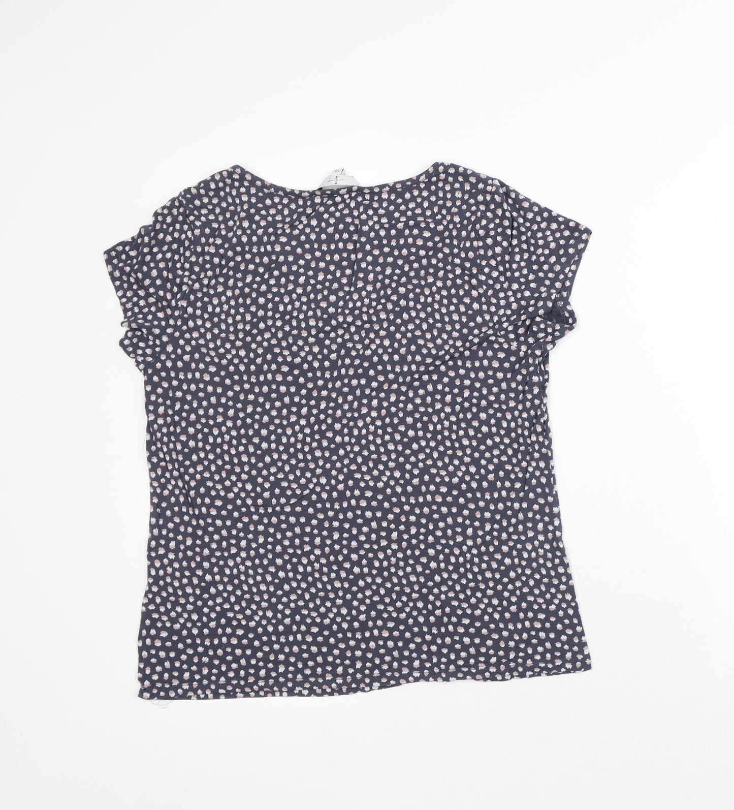 Jasper Conran Womens Grey Geometric Viscose Basic Blouse Size 14 Round Neck