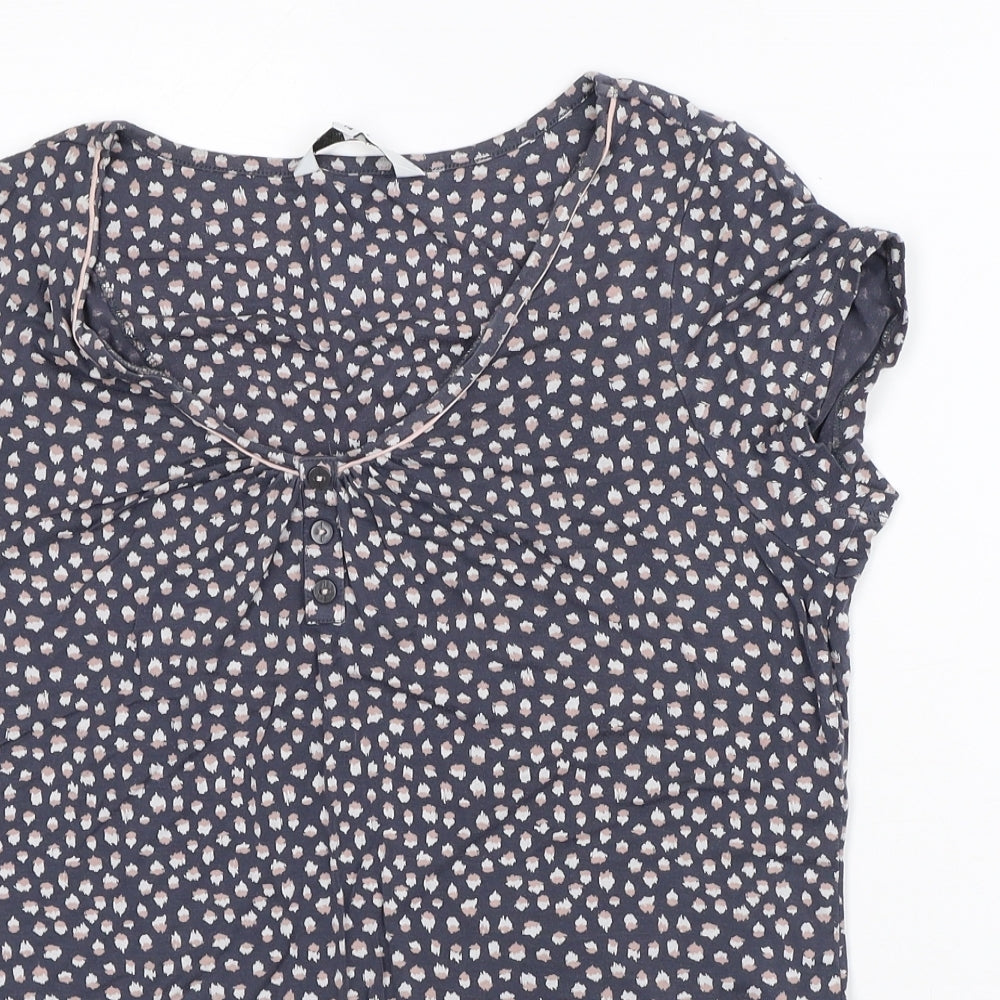Jasper Conran Womens Grey Geometric Viscose Basic Blouse Size 14 Round Neck