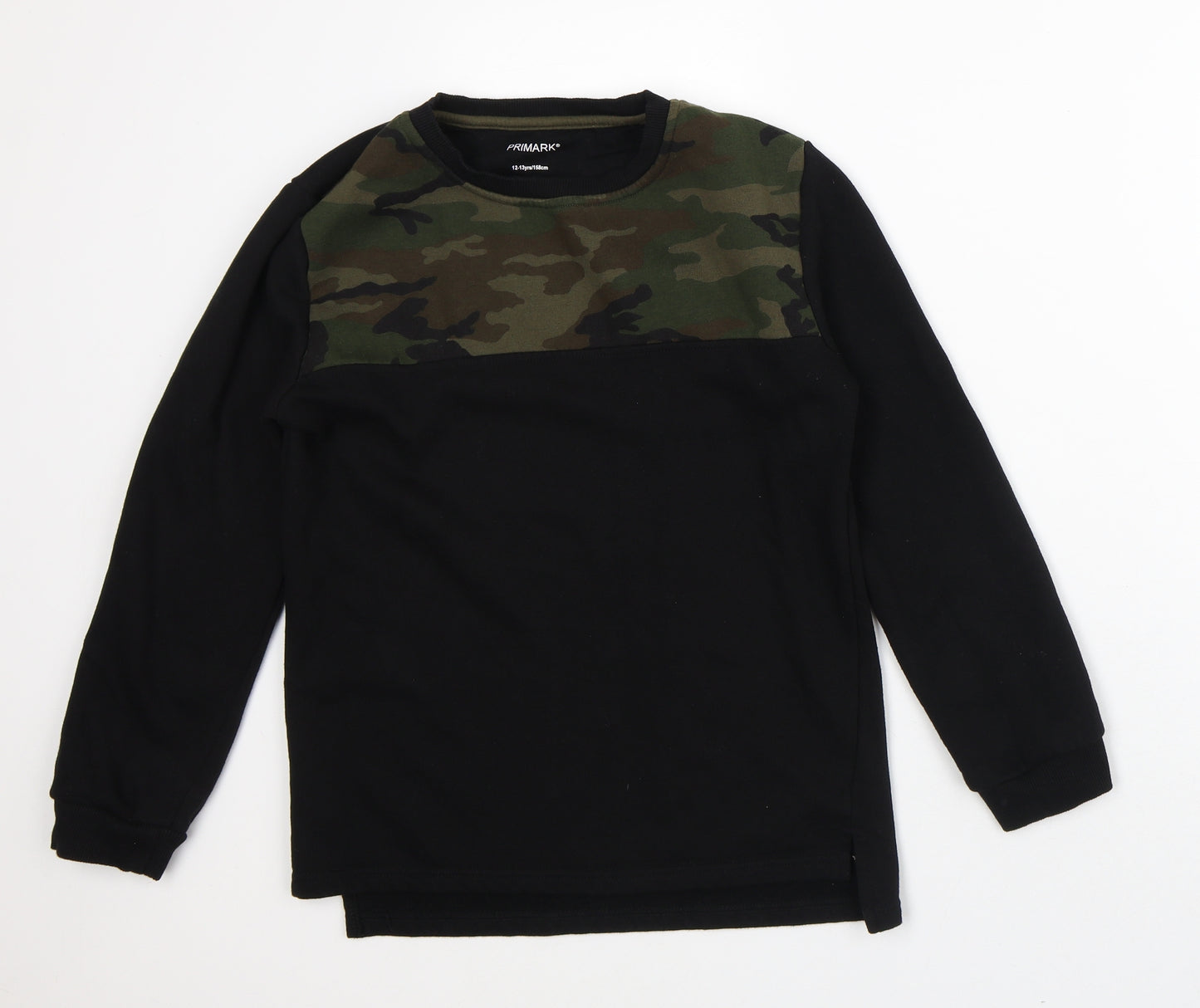 Primark Boys Black Camouflage Cotton Pullover Sweatshirt Size 12-13 Years