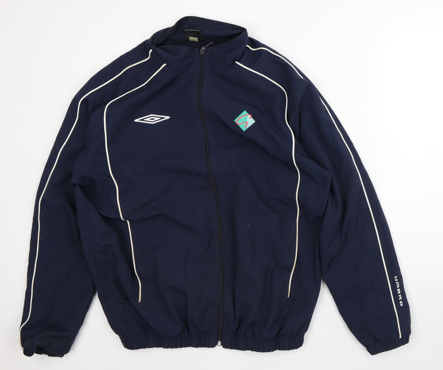 Umbro Mens Blue Striped Polyester Basic Casual Size L High Neck - Tracksuit
