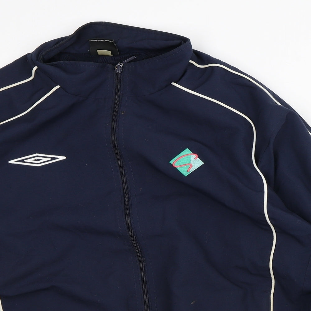 Umbro Mens Blue Striped Polyester Basic Casual Size L High Neck - Tracksuit