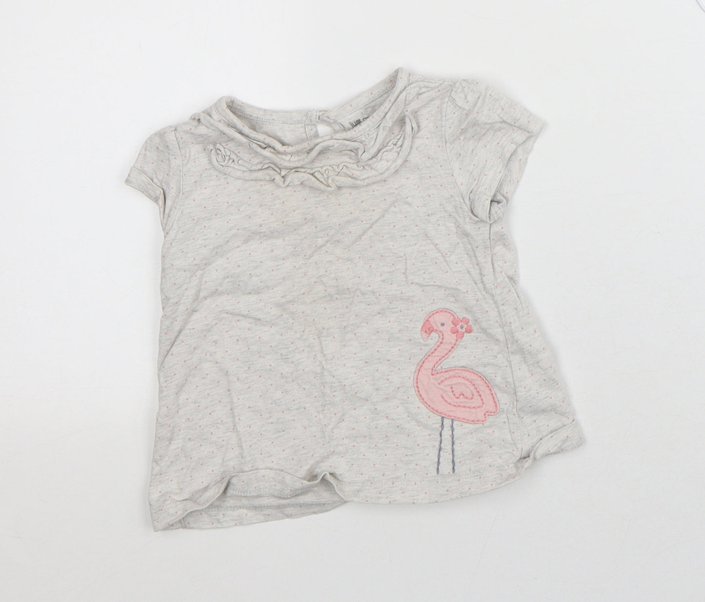 Carter's Girls White Geometric Cotton Basic Blouse Size 12-18 Months Crew Neck - Flamingo