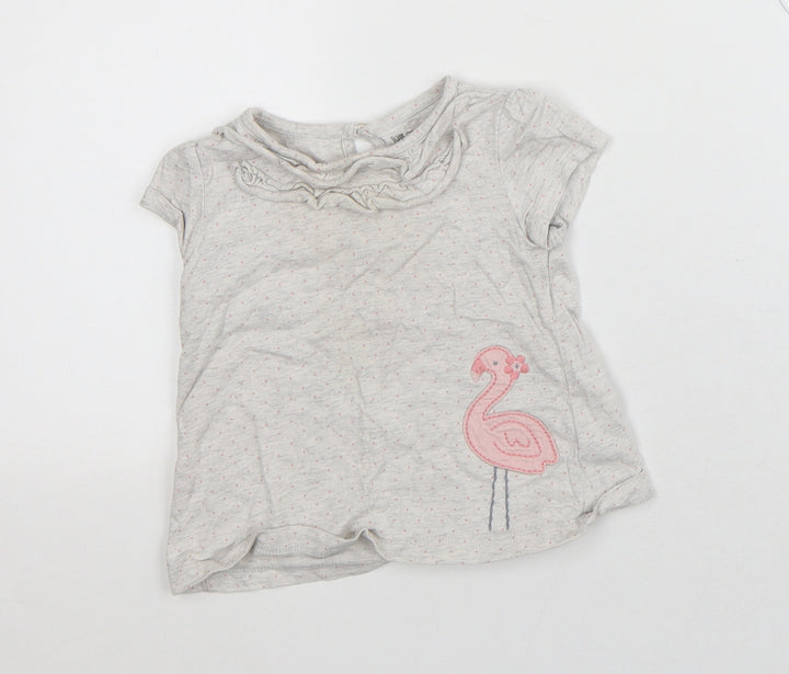 Carter's Girls White Geometric Cotton Basic Blouse Size 12-18 Months Crew Neck - Flamingo