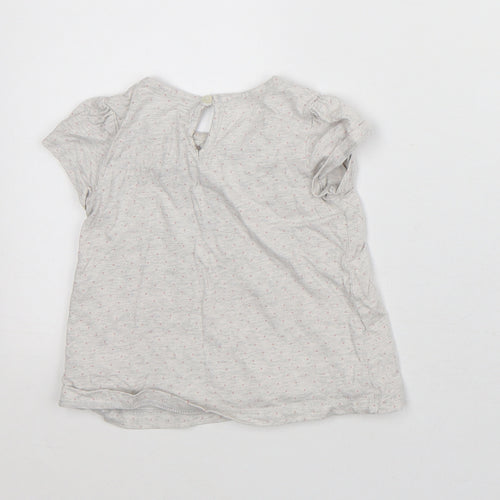 Carter's Girls White Geometric Cotton Basic Blouse Size 12-18 Months Crew Neck - Flamingo