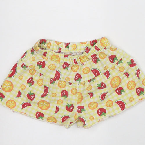 Fisher Price Girls Yellow Geometric Cotton Bermuda Shorts Size 2 Years Regular - Fruit
