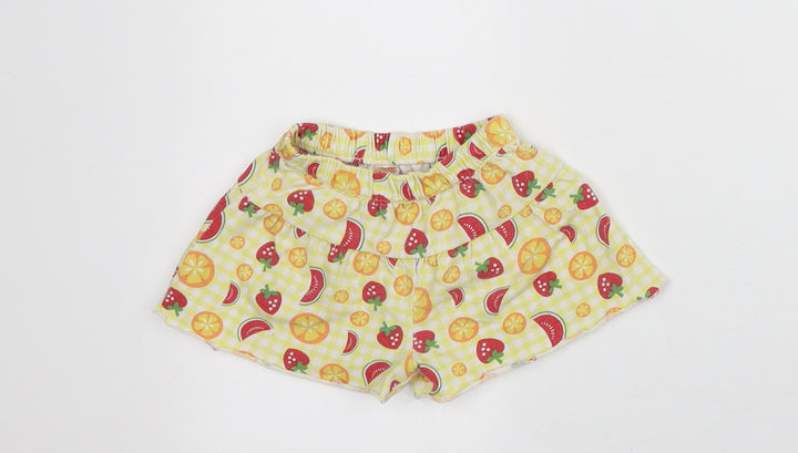 Fisher Price Girls Yellow Geometric Cotton Bermuda Shorts Size 2 Years Regular - Fruit
