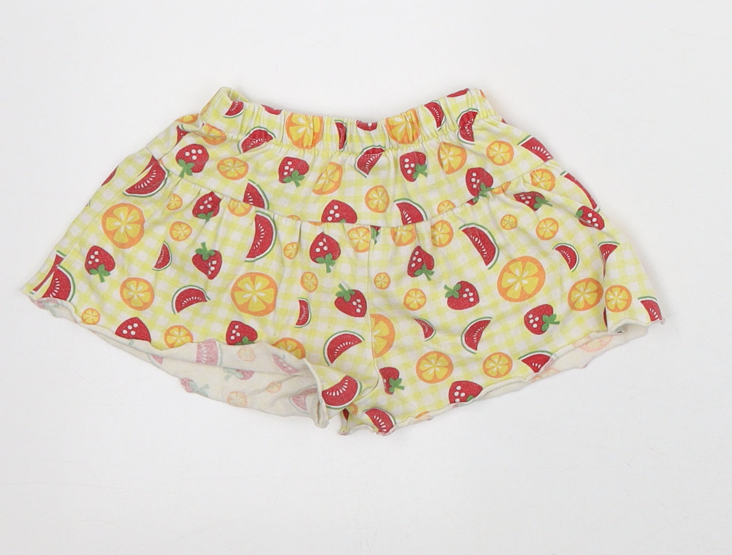 Fisher Price Girls Yellow Geometric Cotton Bermuda Shorts Size 2 Years Regular - Fruit