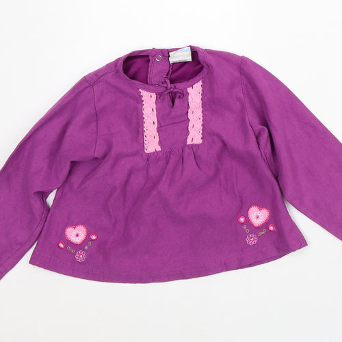 Sesame Girls Purple Polyester Tunic T-Shirt Size 2 Years Round Neck