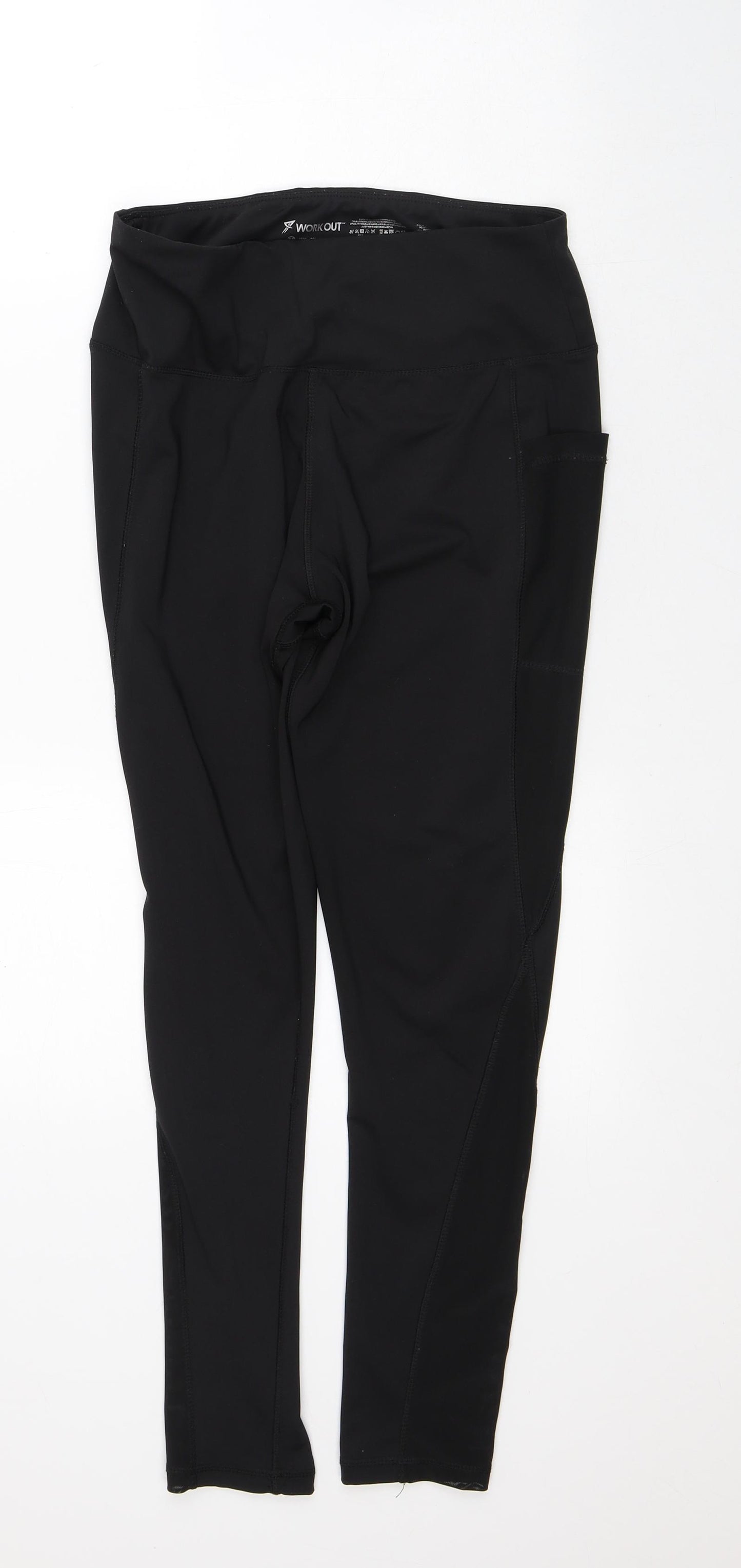 Workout Womens Black Polyester Capri Leggings Size M L27 in Regular