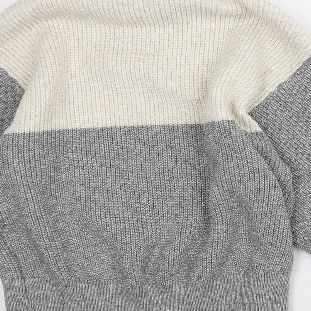 H&M Womens Grey Roll Neck Striped Polyester Pullover Jumper Size XS