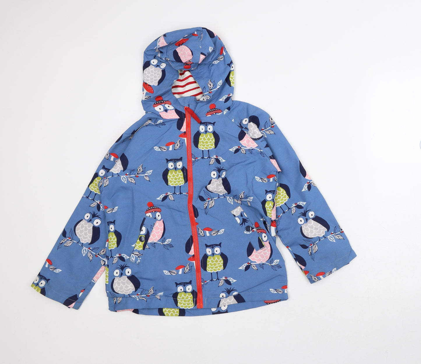 Mean Bear Girls Blue Geometric Jacket Coat Size 7-8 Years - Owl