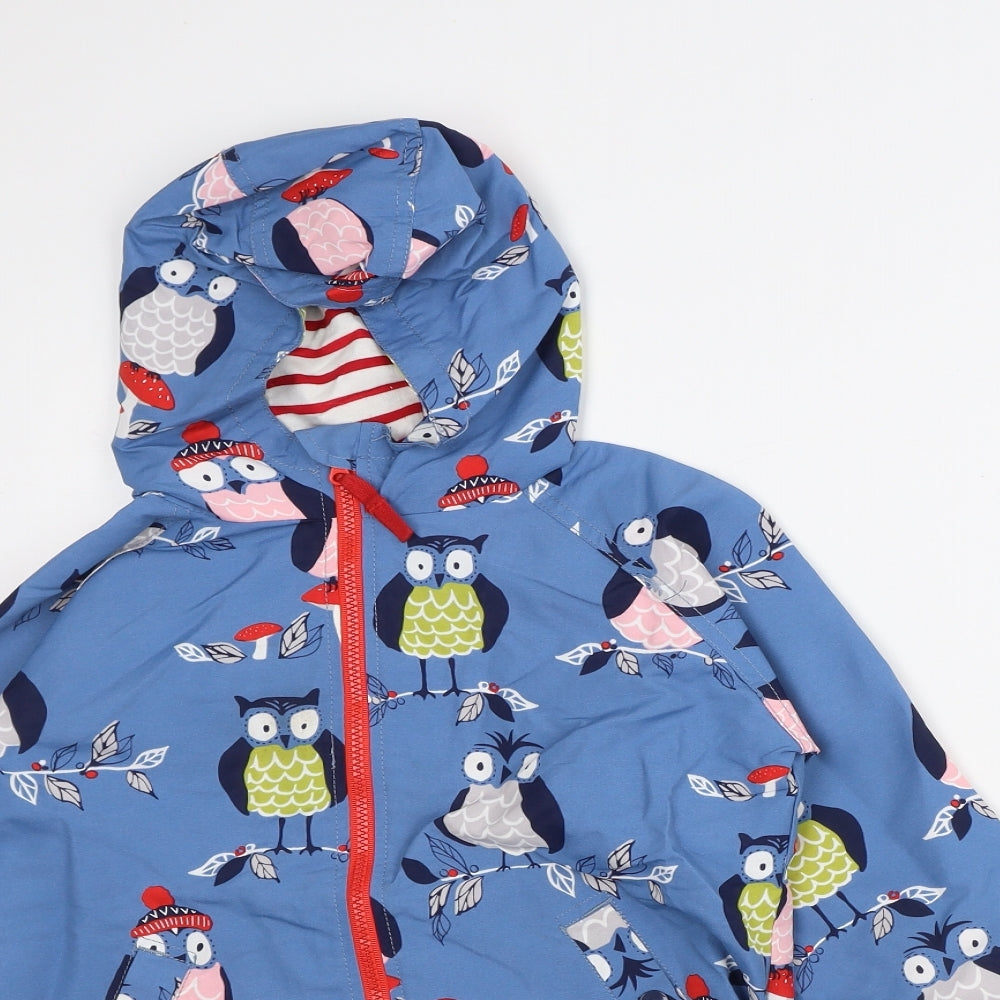 Mean Bear Girls Blue Geometric Jacket Coat Size 7-8 Years - Owl