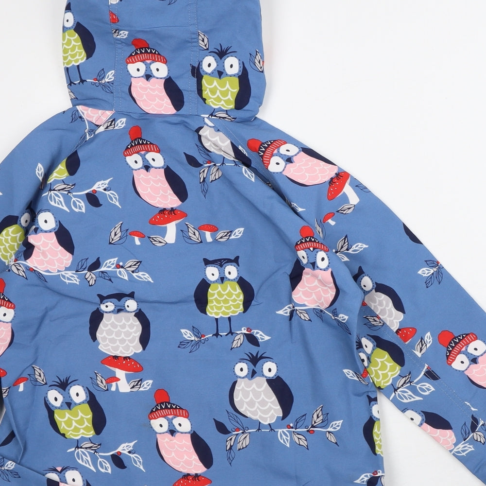 Mean Bear Girls Blue Geometric Jacket Coat Size 7-8 Years - Owl