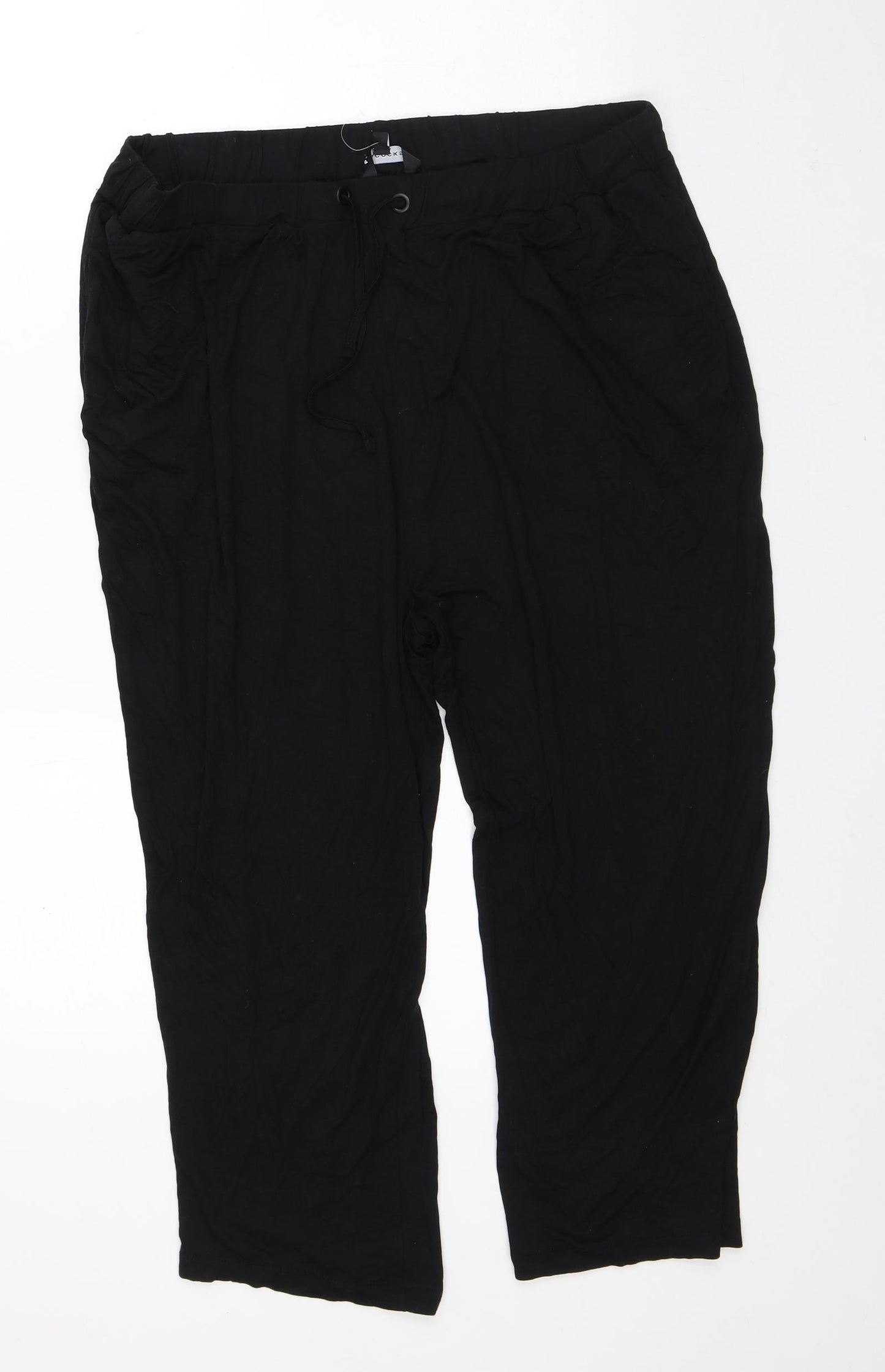Peacocks Womens Black Viscose Capri Trousers Size 18 L22 in Regular
