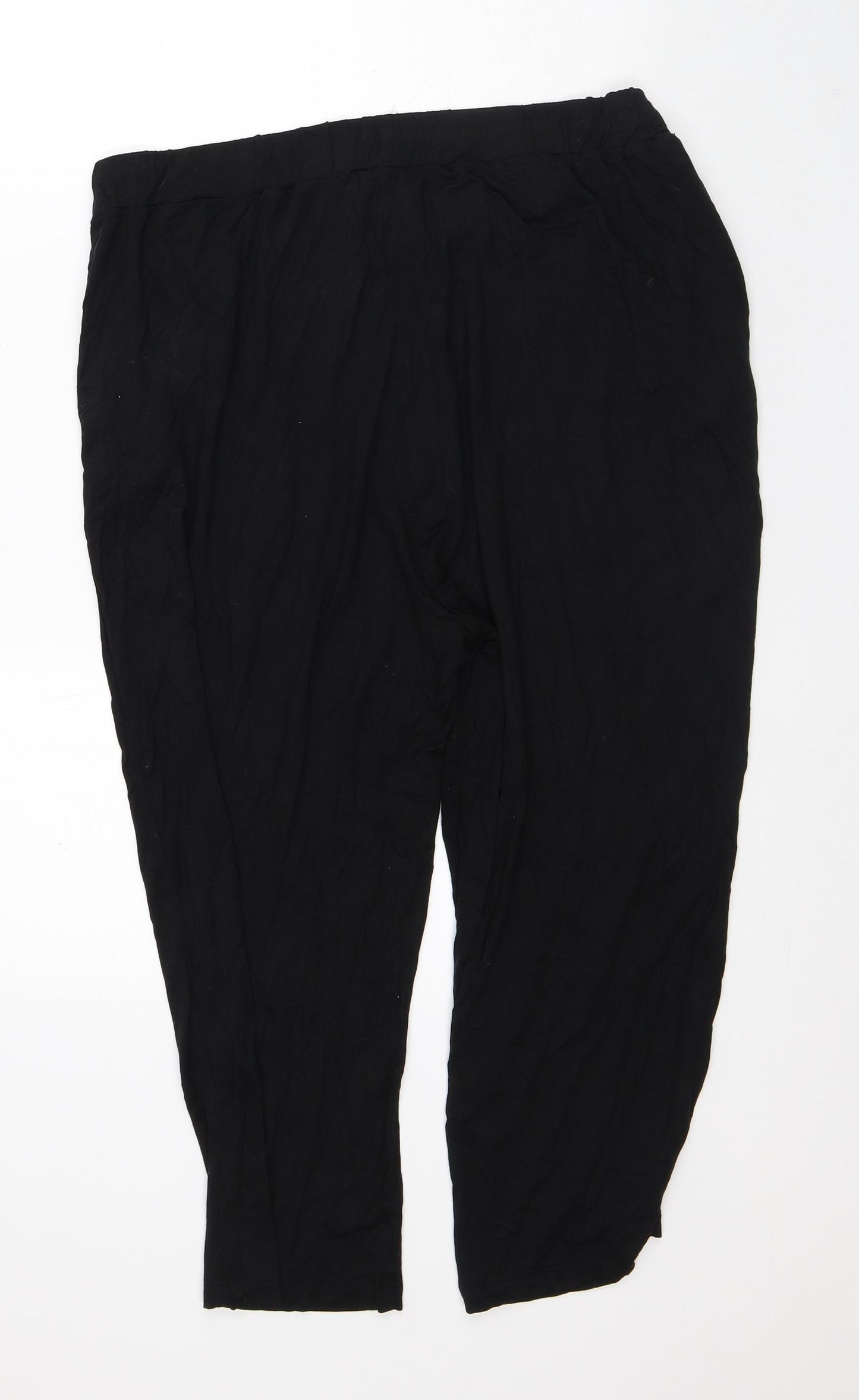 Peacocks Womens Black Viscose Capri Trousers Size 18 L22 in Regular