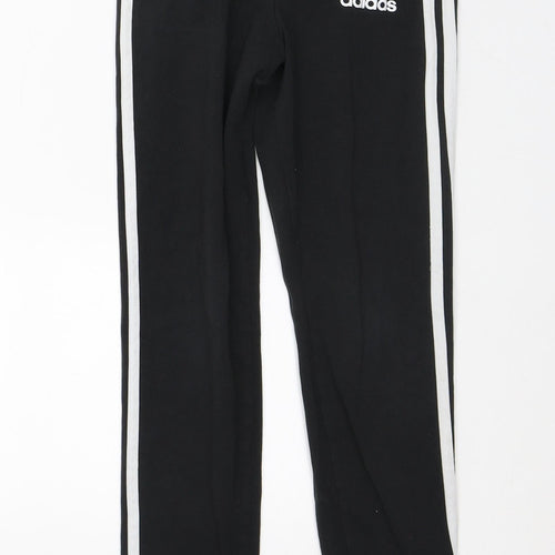 adidas Girls Black Striped Polyester Capri Trousers Size 11-12 Years Regular
