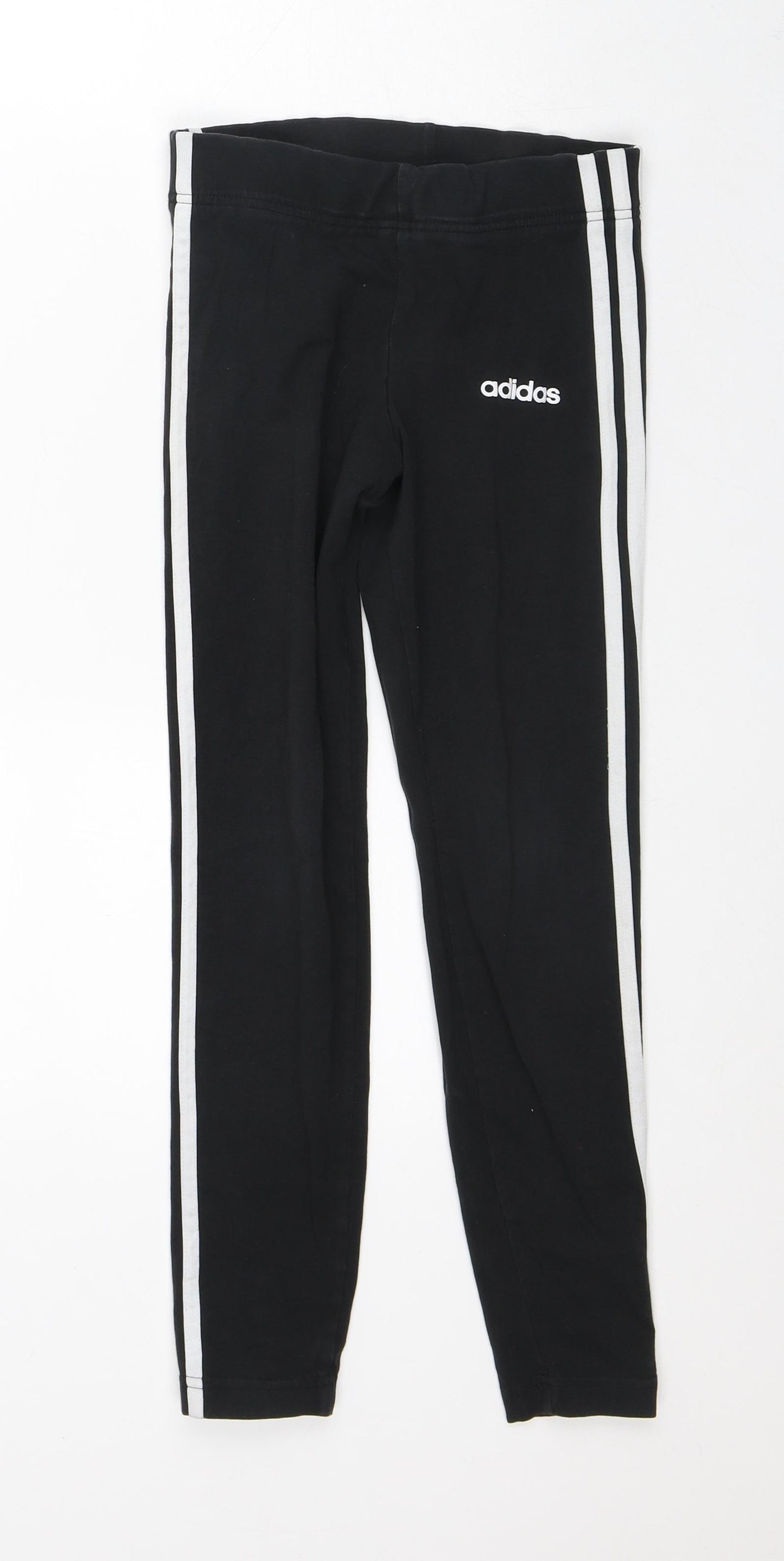 adidas Girls Black Striped Polyester Capri Trousers Size 11-12 Years Regular