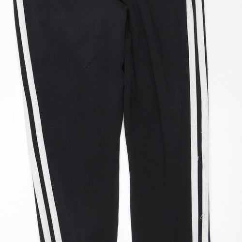 adidas Girls Black Striped Polyester Capri Trousers Size 11-12 Years Regular