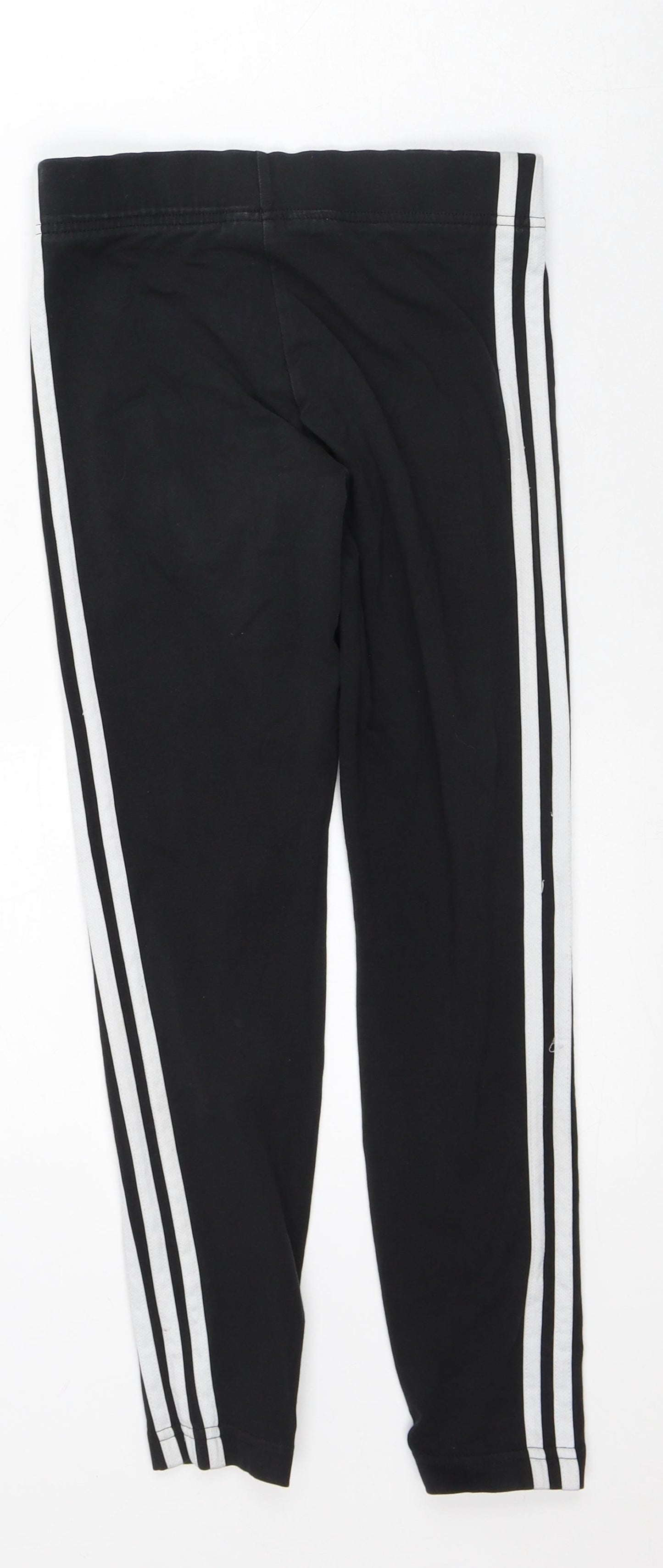 adidas Girls Black Striped Polyester Capri Trousers Size 11-12 Years Regular