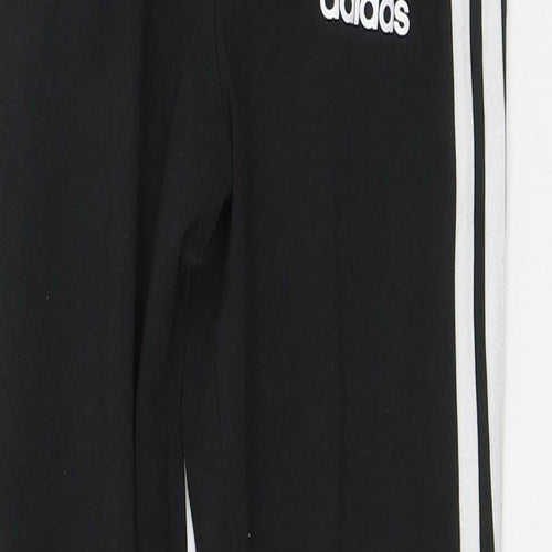 adidas Girls Black Striped Polyester Capri Trousers Size 11-12 Years Regular