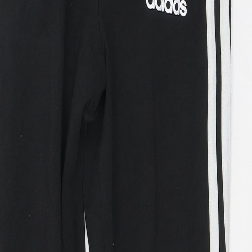 adidas Girls Black Striped Polyester Capri Trousers Size 11-12 Years Regular