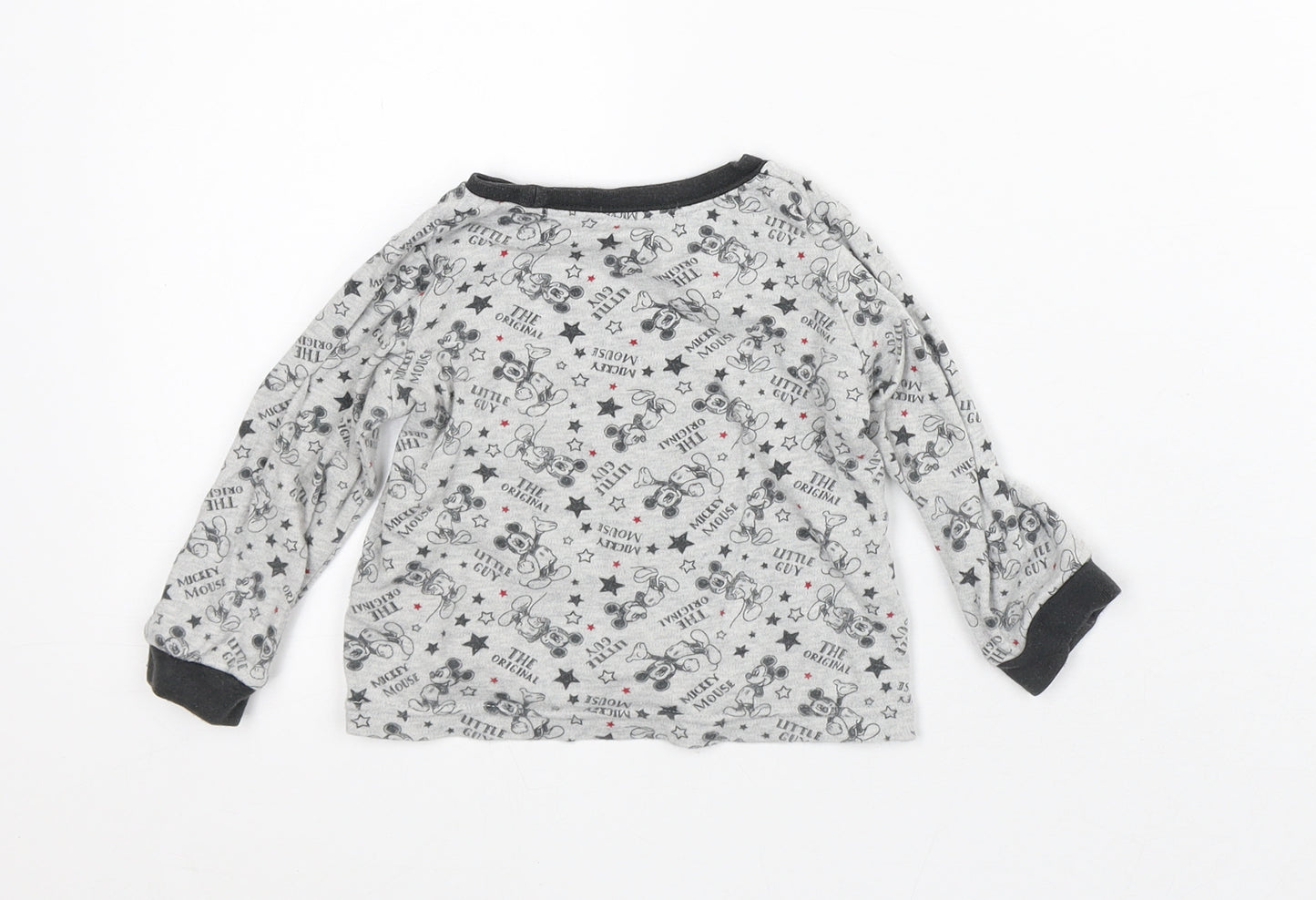 Disney Baby Grey Geometric Cotton Basic T-Shirt Size 12-18 Months Crew Neck - Mickey Mouse