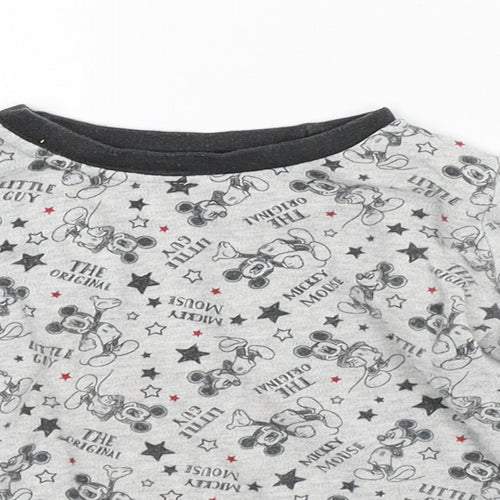 Disney Baby Grey Geometric Cotton Basic T-Shirt Size 12-18 Months Crew Neck - Mickey Mouse