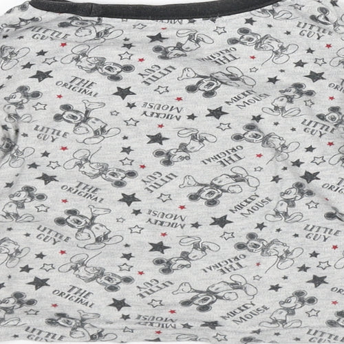 Disney Baby Grey Geometric Cotton Basic T-Shirt Size 12-18 Months Crew Neck - Mickey Mouse
