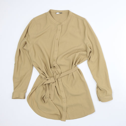 Papaya Womens Brown Polyester Shirt Dress Size 14 Round Neck