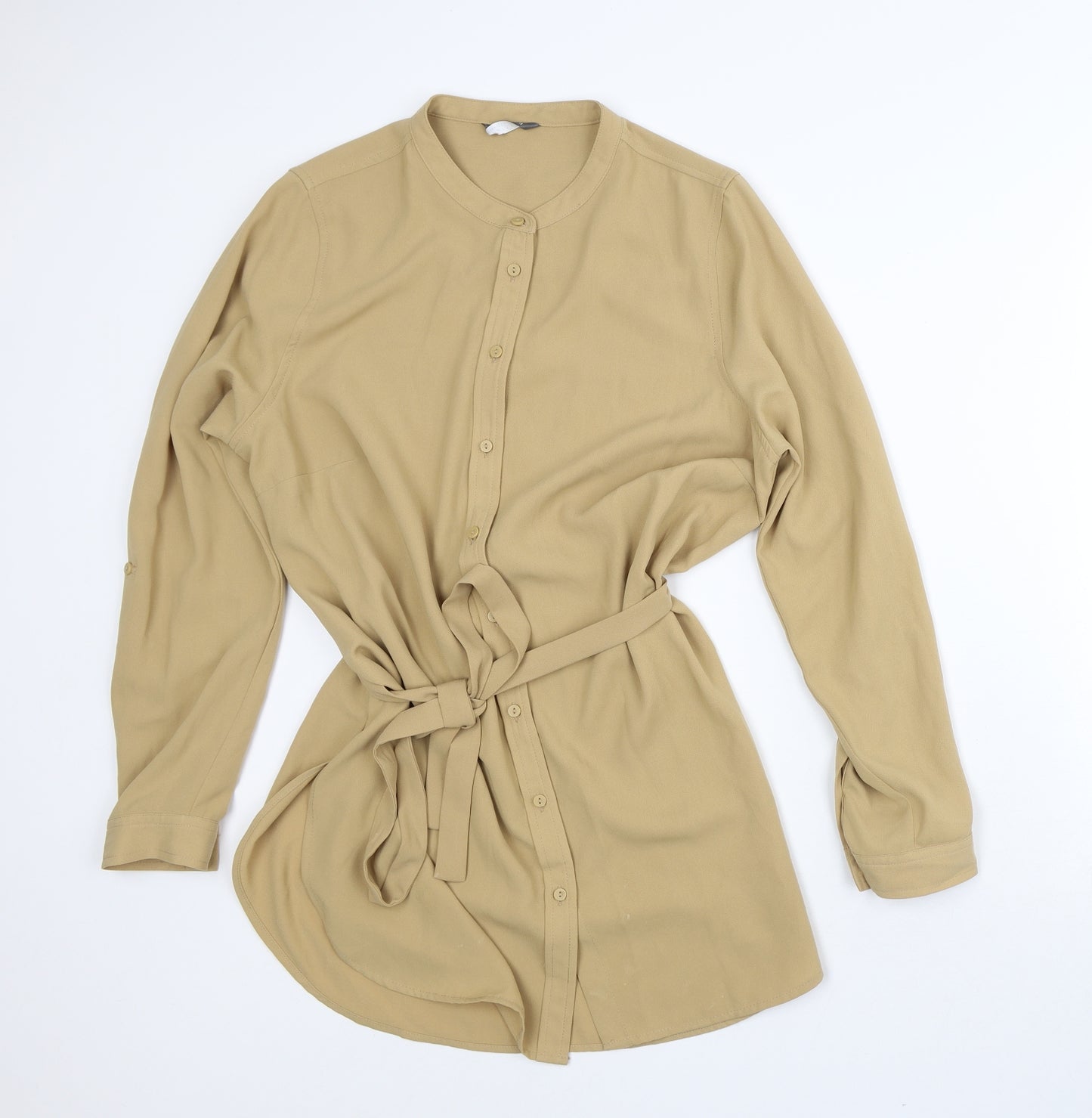 Papaya Womens Brown Polyester Shirt Dress Size 14 Round Neck
