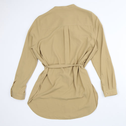 Papaya Womens Brown Polyester Shirt Dress Size 14 Round Neck