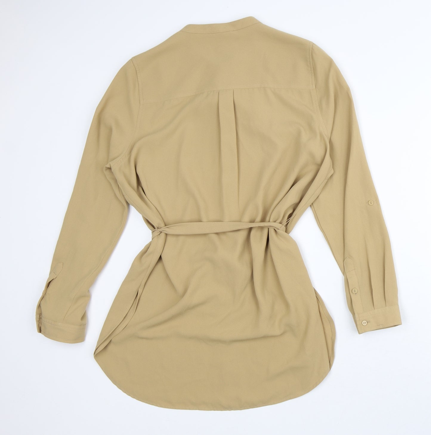 Papaya Womens Brown Polyester Shirt Dress Size 14 Round Neck
