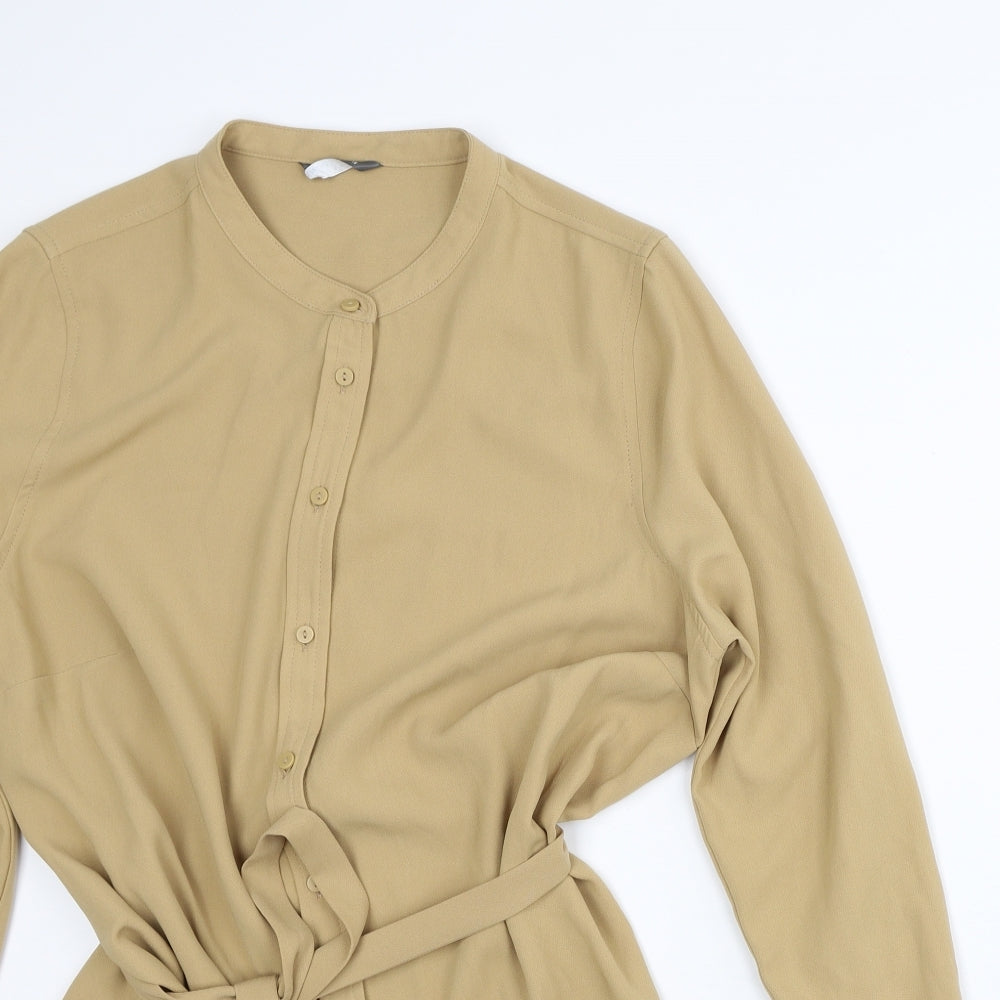 Papaya Womens Brown Polyester Shirt Dress Size 14 Round Neck