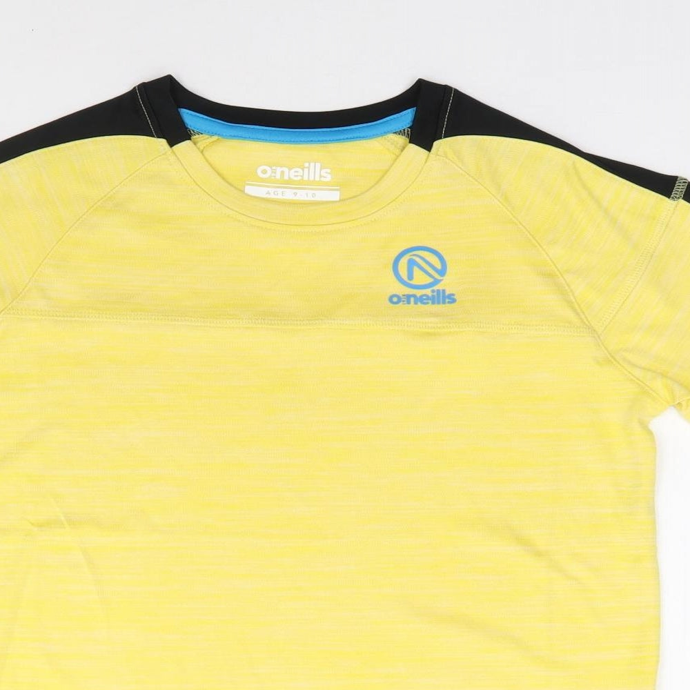 O'Neills Boys Yellow Polyester Jersey T-Shirt Size 9-10 Years Crew Neck Pullover