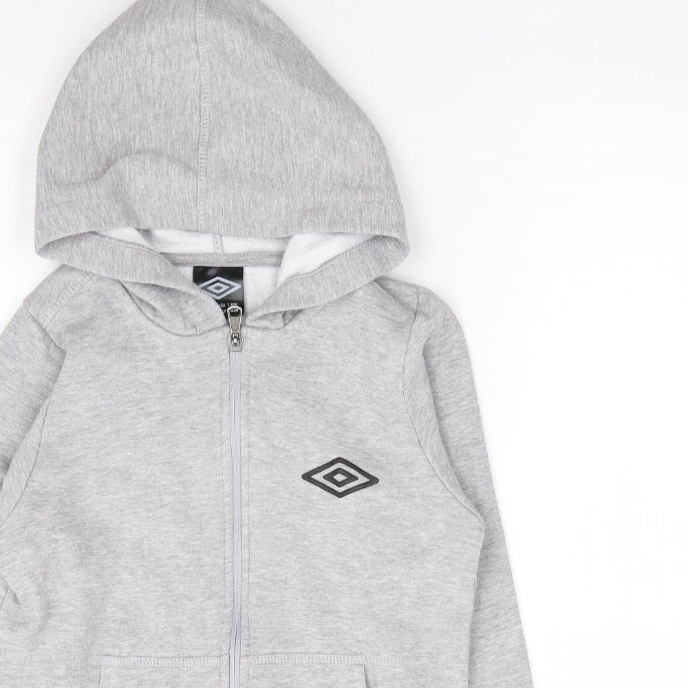 Umbro Boys Grey Cotton Full Zip Hoodie Size 7-8 Years Zip
