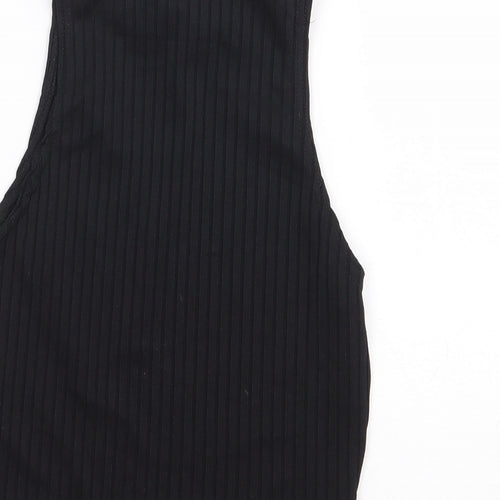 Parisian Womens Black Polyester Cropped Tank Size 8 Mock Neck