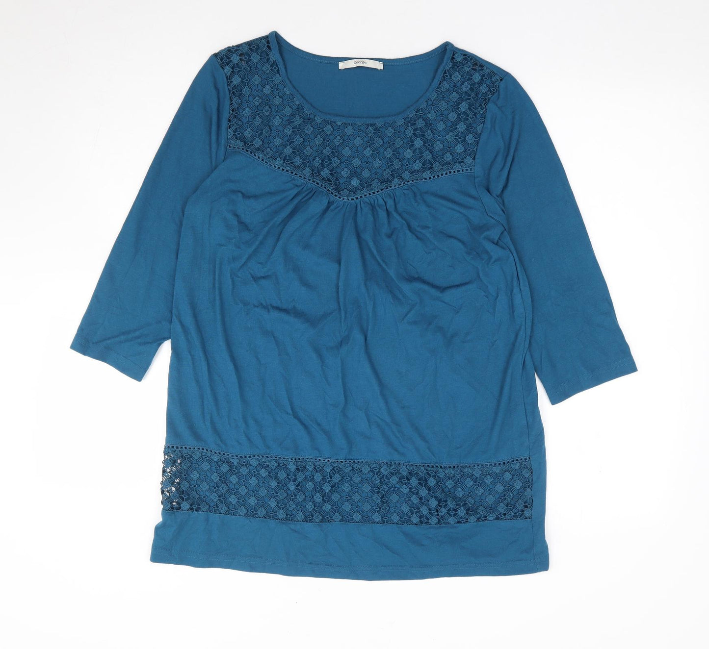 George Womens Blue Polyester Tunic T-Shirt Size 12 Round Neck