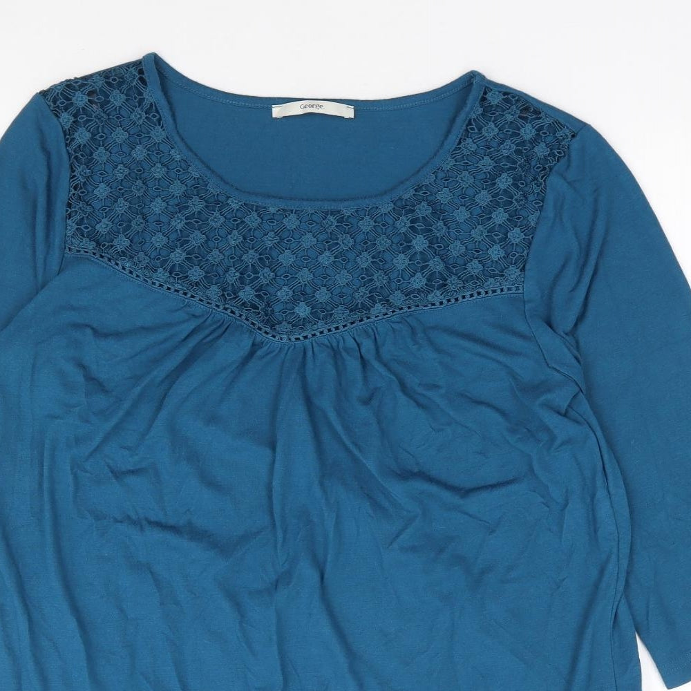 George Womens Blue Polyester Tunic T-Shirt Size 12 Round Neck