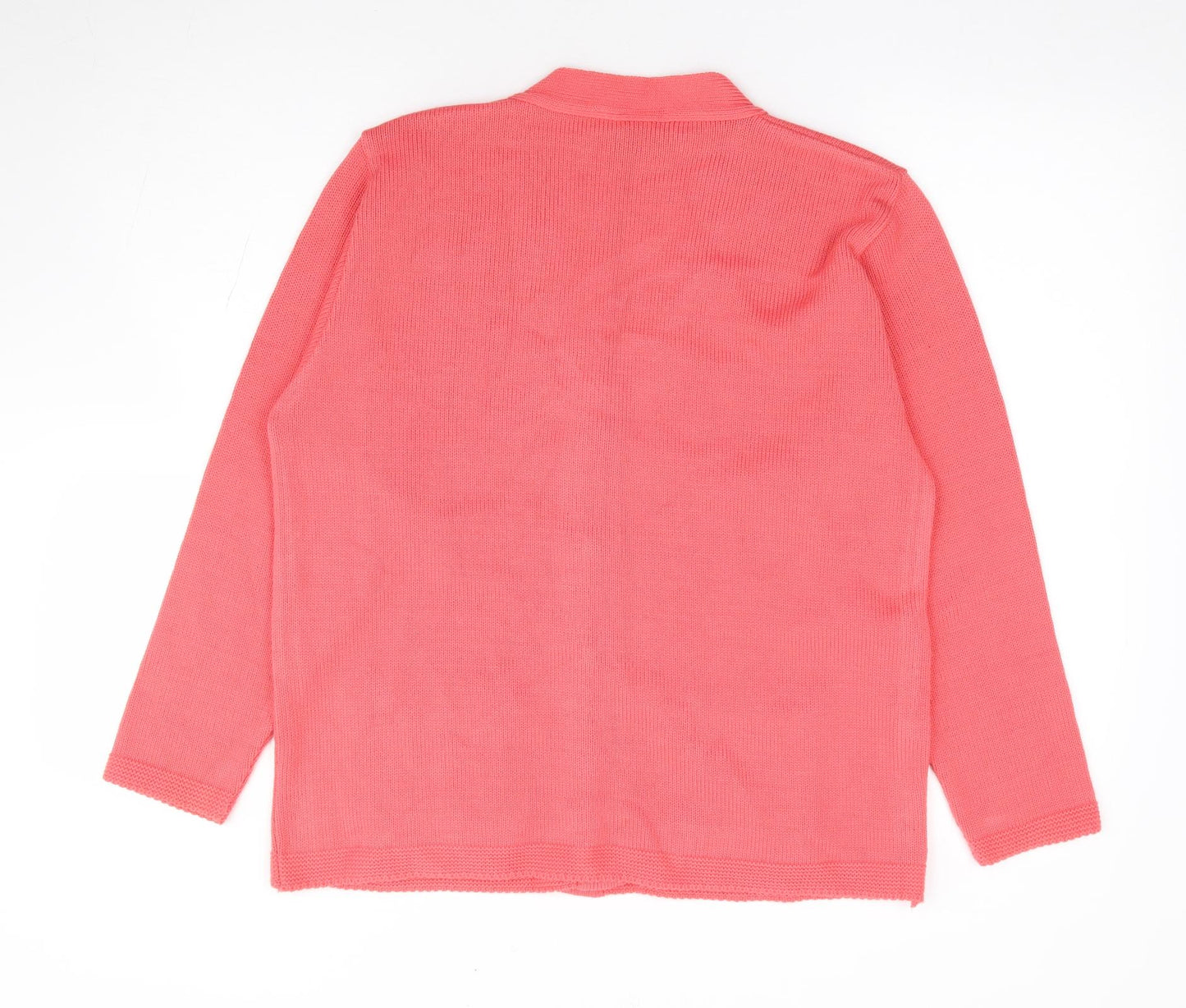 Florida Collection Womens Pink V-Neck Floral Acrylic Cardigan Jumper Size S