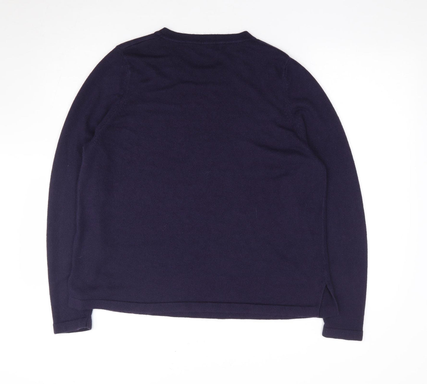 Marks an dSpencer Womens Blue Round Neck Acrylic Pullover Jumper Size 18